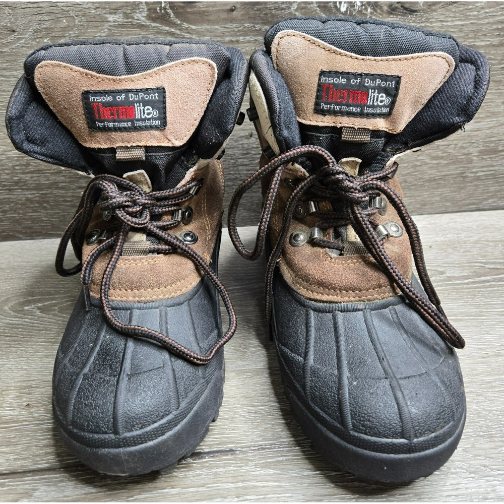 Itasca Ice Breaker Snow Boots Thermolite Insulated Brown Black Boys Size 6